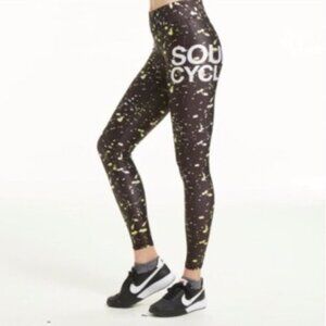 Terez for Soulcycle Paint Splatter Leggings High Rise Waist Black Size Small